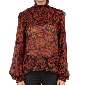 The Kooples Red Floral Silk Blouse